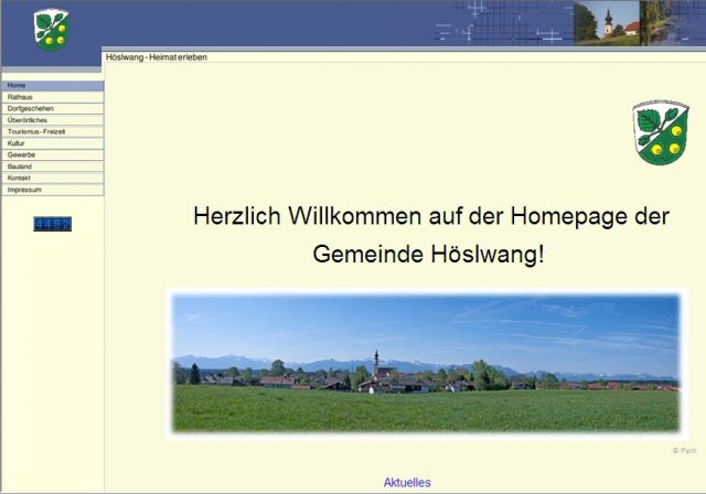 Screenshot der Homepage von Höslwang